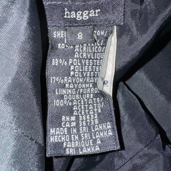 Haggar Women’s Black White Houndstooth 2 Pc Skirt Suit 8 Fringe Hem Zip Jacket - Picture 9 of 11